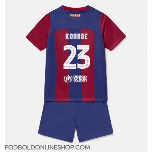 Barcelona Jules Kounde #23 Hjemme Trøje Børn 2023-24 Kortærmet (+ Korte bukser)